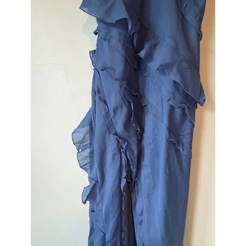 NWT Abercrombie & Fitch Blue Ruffle Maxi Dress